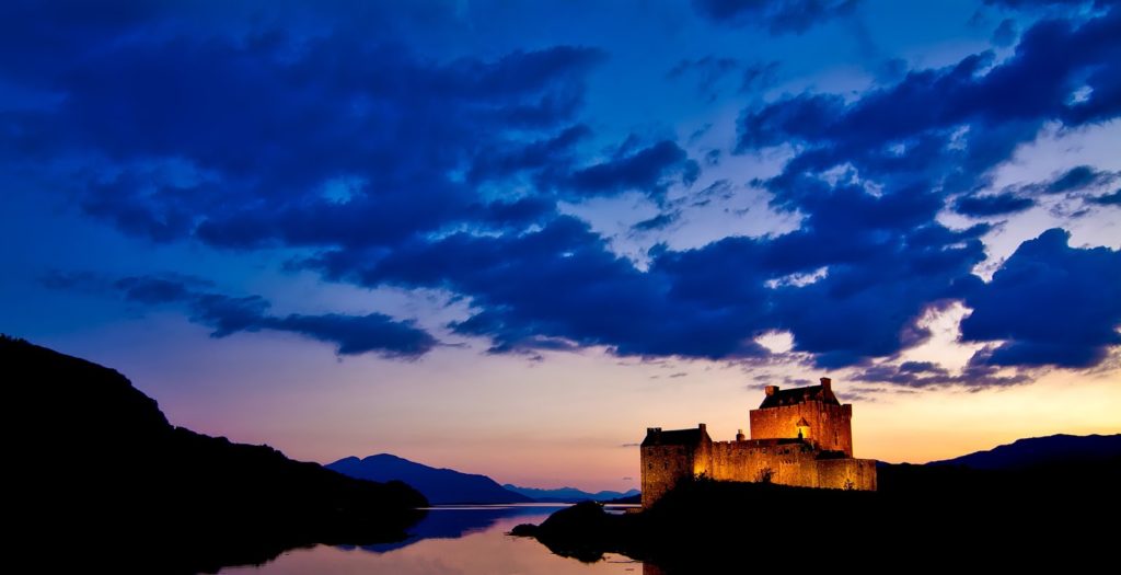 Castle Silhouette Against Twilight Sky
