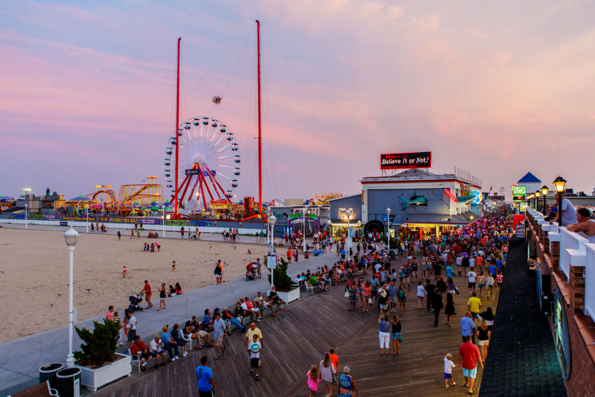 Boardwalk along Ocean City Maryland Beach Vacation