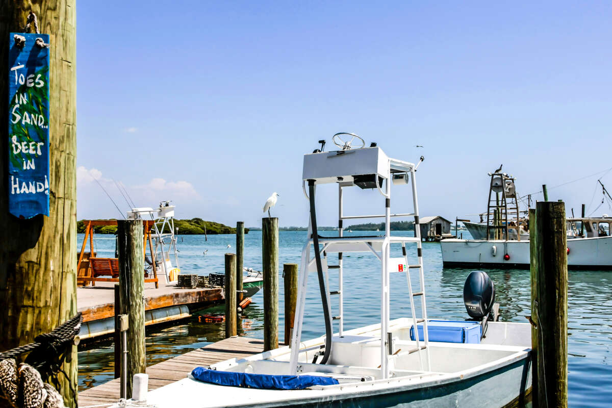 Boat Docks along Sarasota Bay in Cortez, Florida