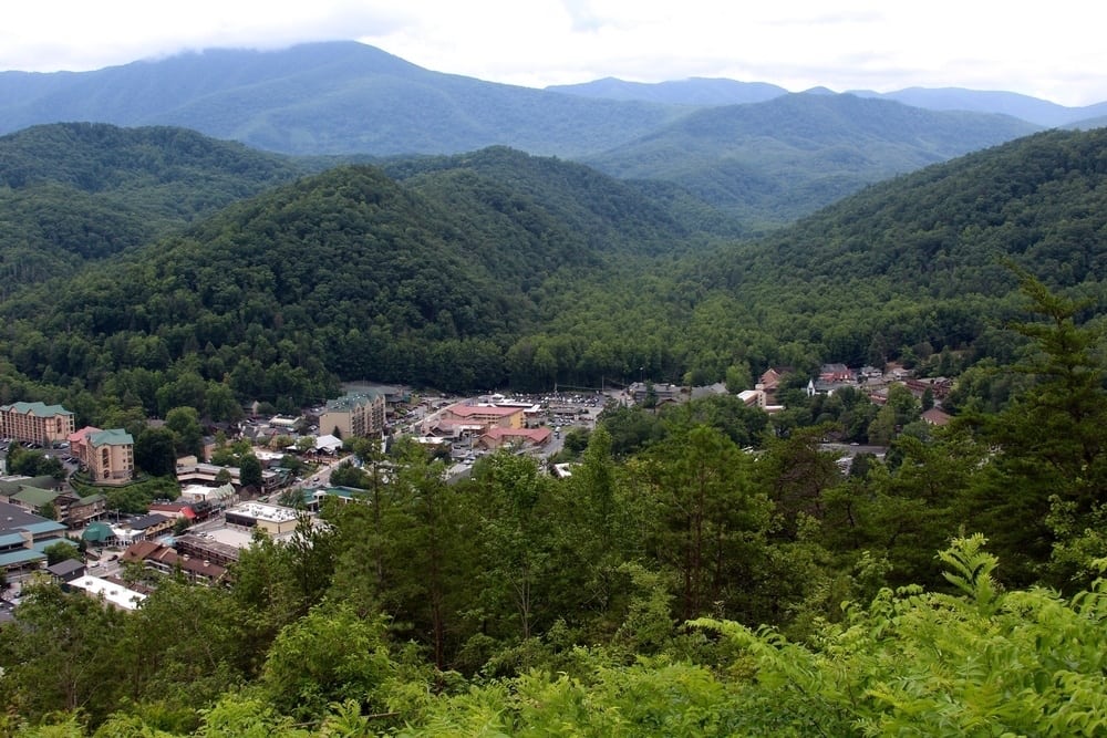 Overlooking Gatlinburg in the Smoky Mountains of Tennessee