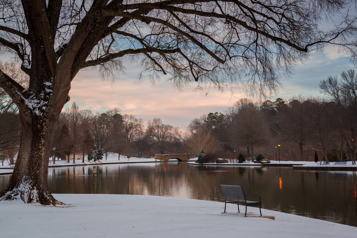 Charlotte North Carolina in the Winter Time at Freedom Park
