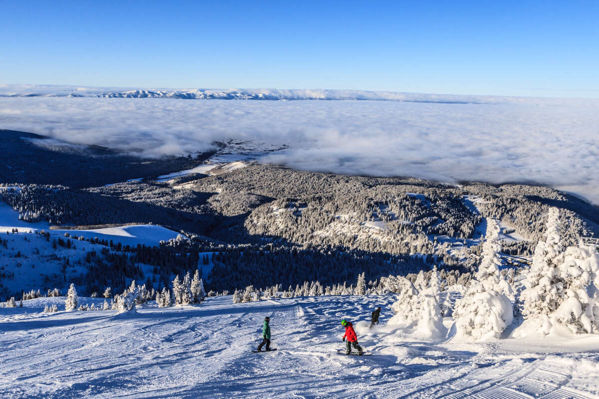 Grand Targhee Resort with Fog Covering the Teton Valley of Idaho