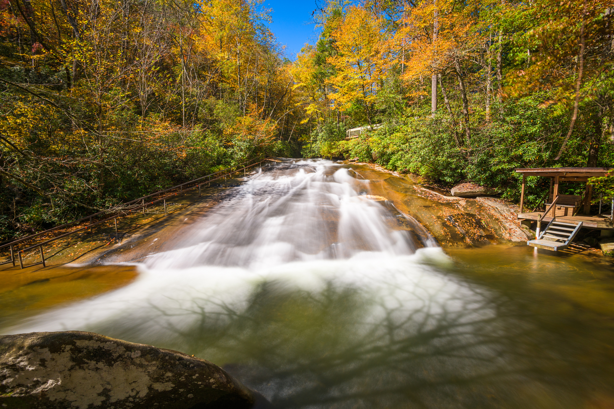 Sliding Rock Falls in Looking Glass Creek at the Pisgah National Forest NC