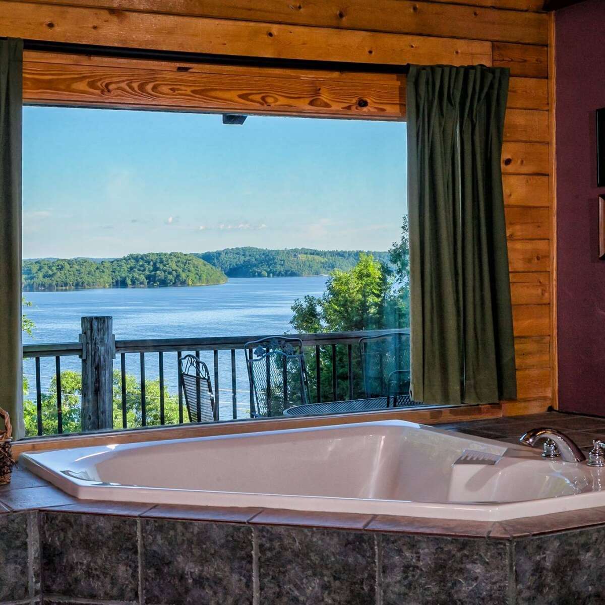 Whispering Hills Cabins Rentals on Beaver Lake View from Jacuzzi Tub