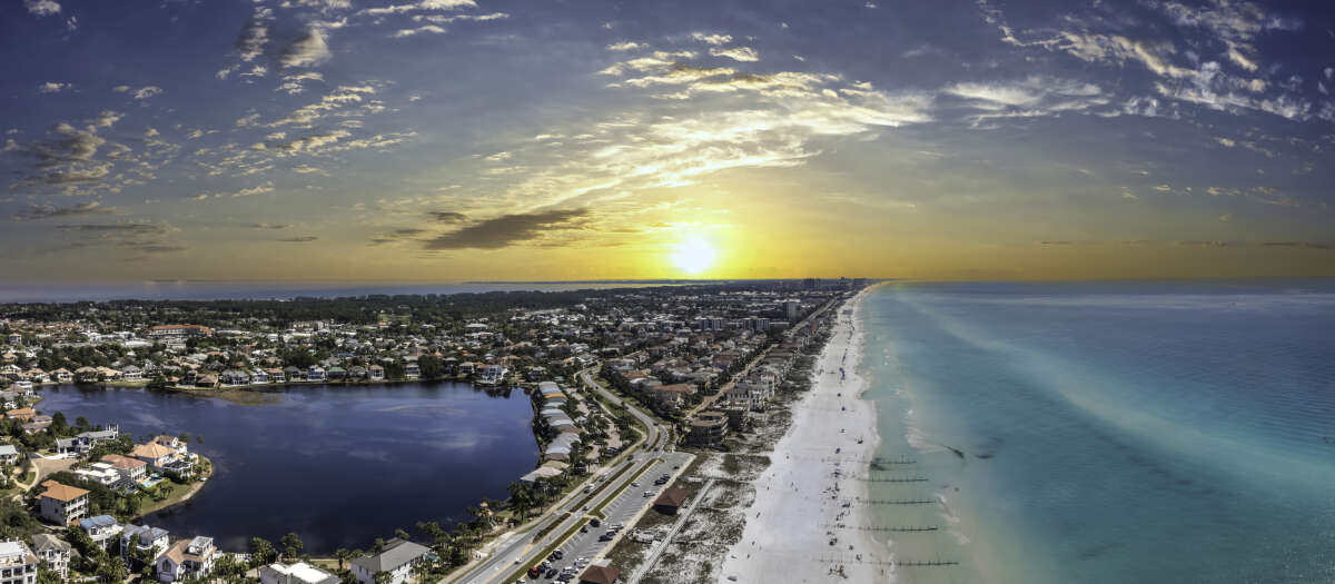 Aerial View of a Destin Florida Sunset