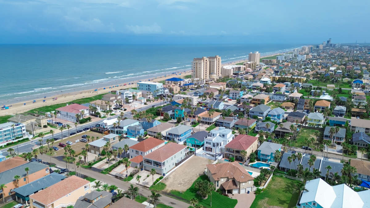 Aerial View of South Padre Island TX Coastline and Vacation Homes