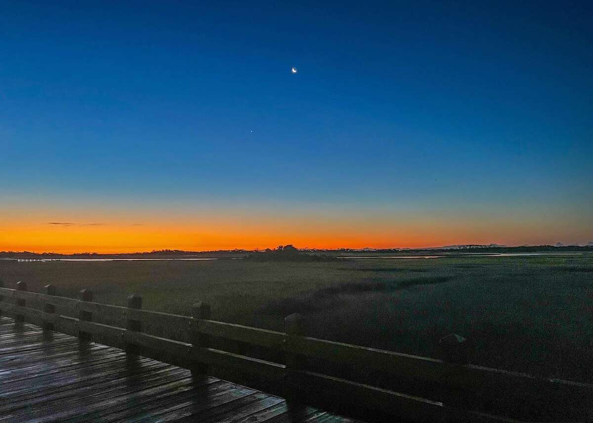 Incredible View of the Marsh and Moon over Bald Head Island