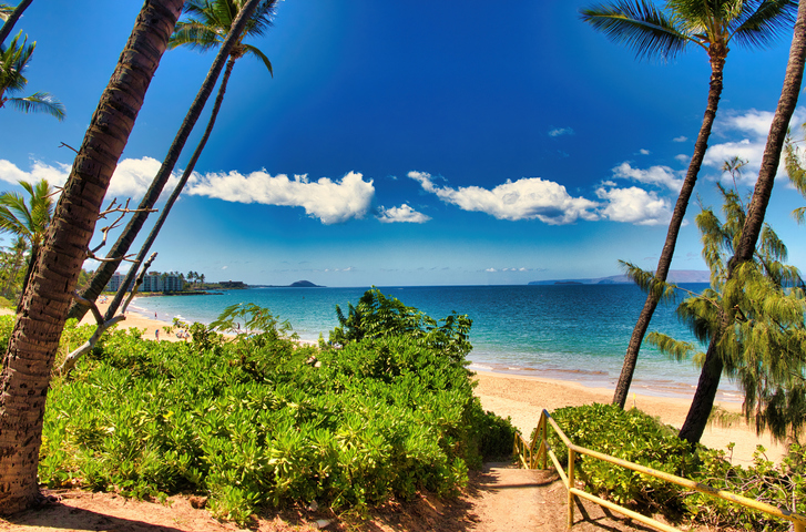 Beaches in the town of Kihei on the Island of Maui