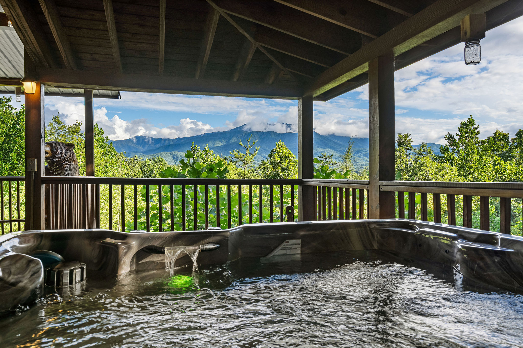 Hot Tub View from Bear Tracts Vacation Rental Cabin
