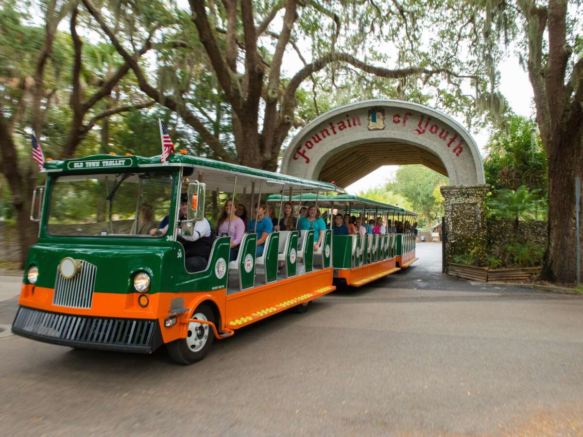 Trolley Car to the Fountain of Youth Park in St Augustine Florida