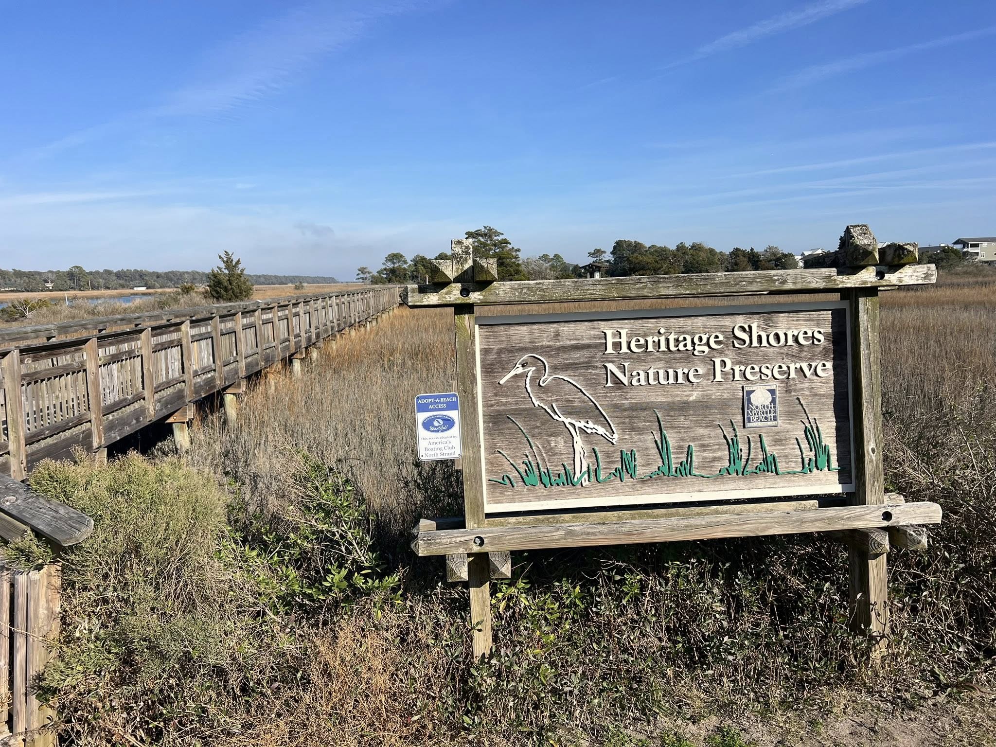 Heritage Shores Nature Preserve Sign and Boardwalk