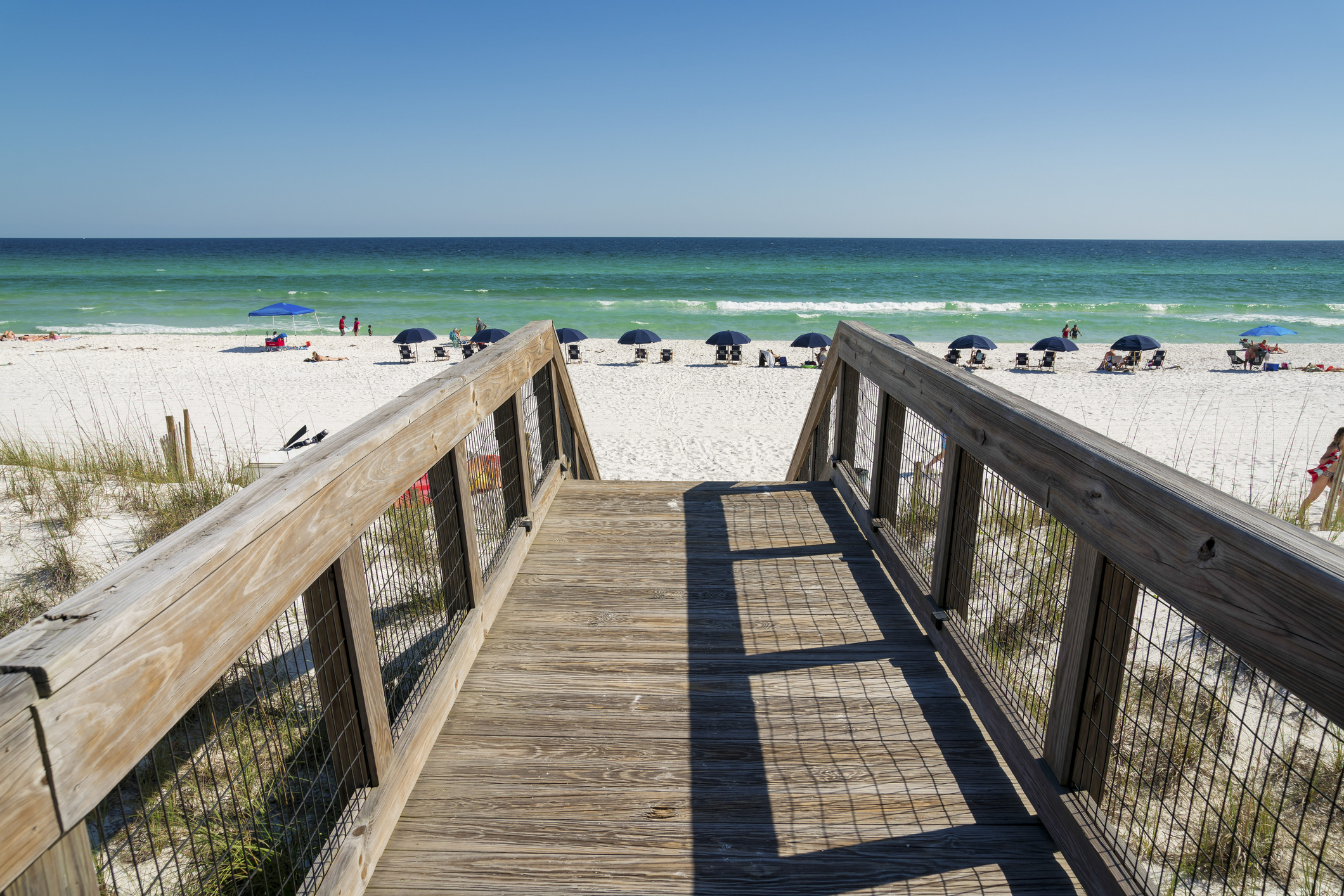 Wooden Footbridge over Protective Dune to Okaloosa Island Beach