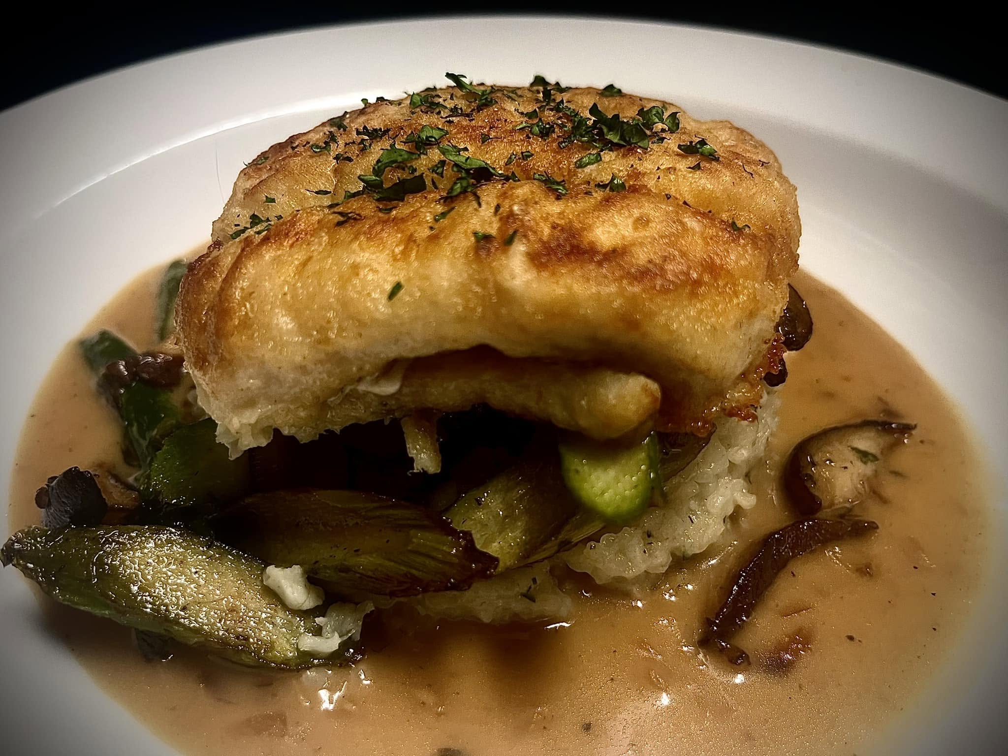 Seared Flounder Risotto Marsala Cream