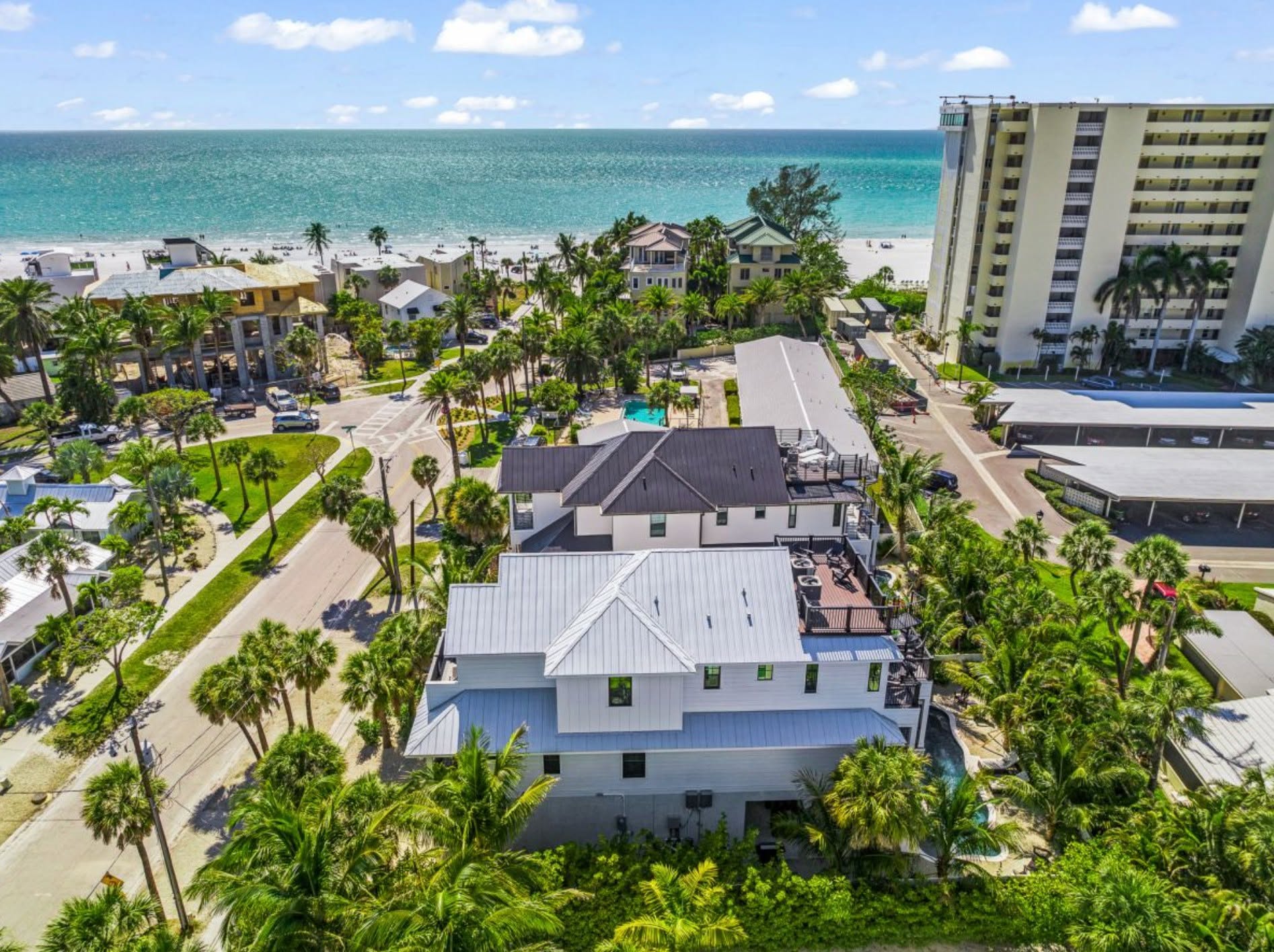 Aerial View of Siesta Key Beach and Vacation Homes