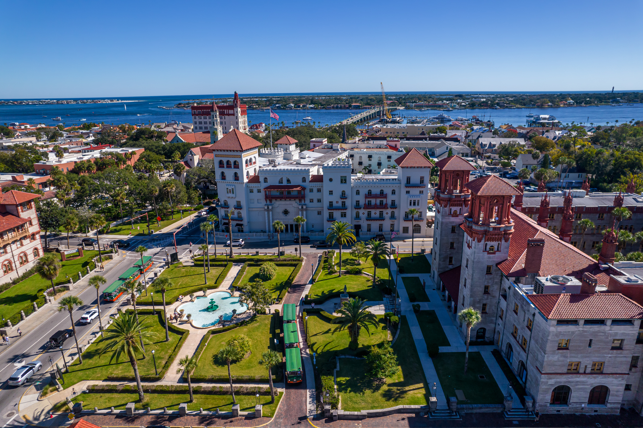 Flagler College, Matanzas Bay and Castillo de San Marcos in St Augustine Florida