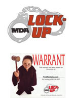 Promotional Flyer For Lock Up With Handcuffs And A Child Holding A Gavel