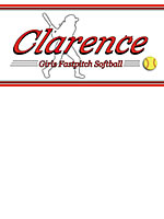 Clarence Girls Fastpitch Softball Logo With Softball Illustration