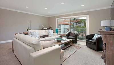 Large sliding glass door in living room for tons of natural lite.