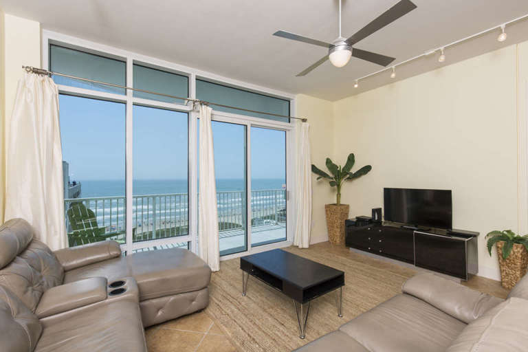 Beautiful views of the ocean from your living room! Sit back and relax, inside or outside on the private balcony.