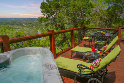 Romantic deck with hot tub and views!