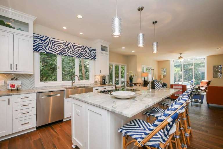 The Gourmet Kitchen was Designed with a Coastal Theme in Mind