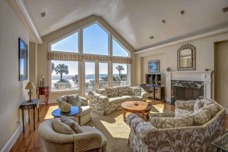 The Living Room Offers Beautiful Ocean Views
