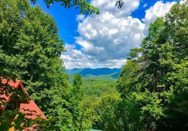 The wonderful view of The Great Smoky Mountains from the upper driveway area