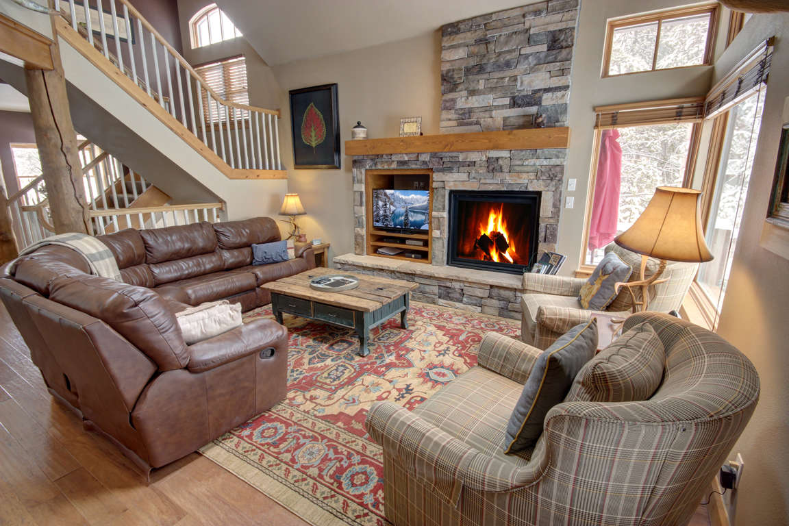 Living room with warm and cozy fire