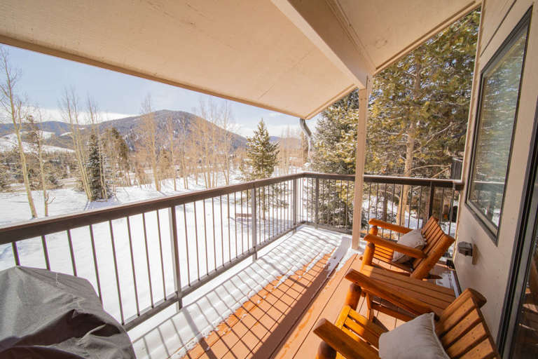 Large private balcony with mountain views